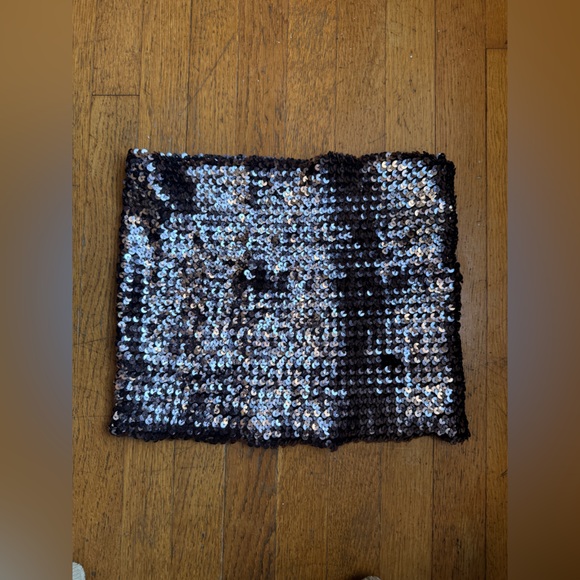 70s-80s Vintage Black Sequin Disco Tube Top - Picture 3 of 7